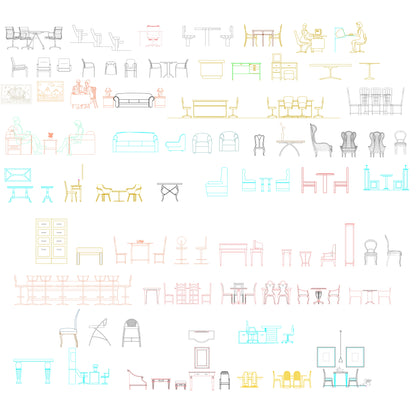 Top-view CAD blocks of round and square tables, optimized for floor-plan arrangements and architectural diagram drafting