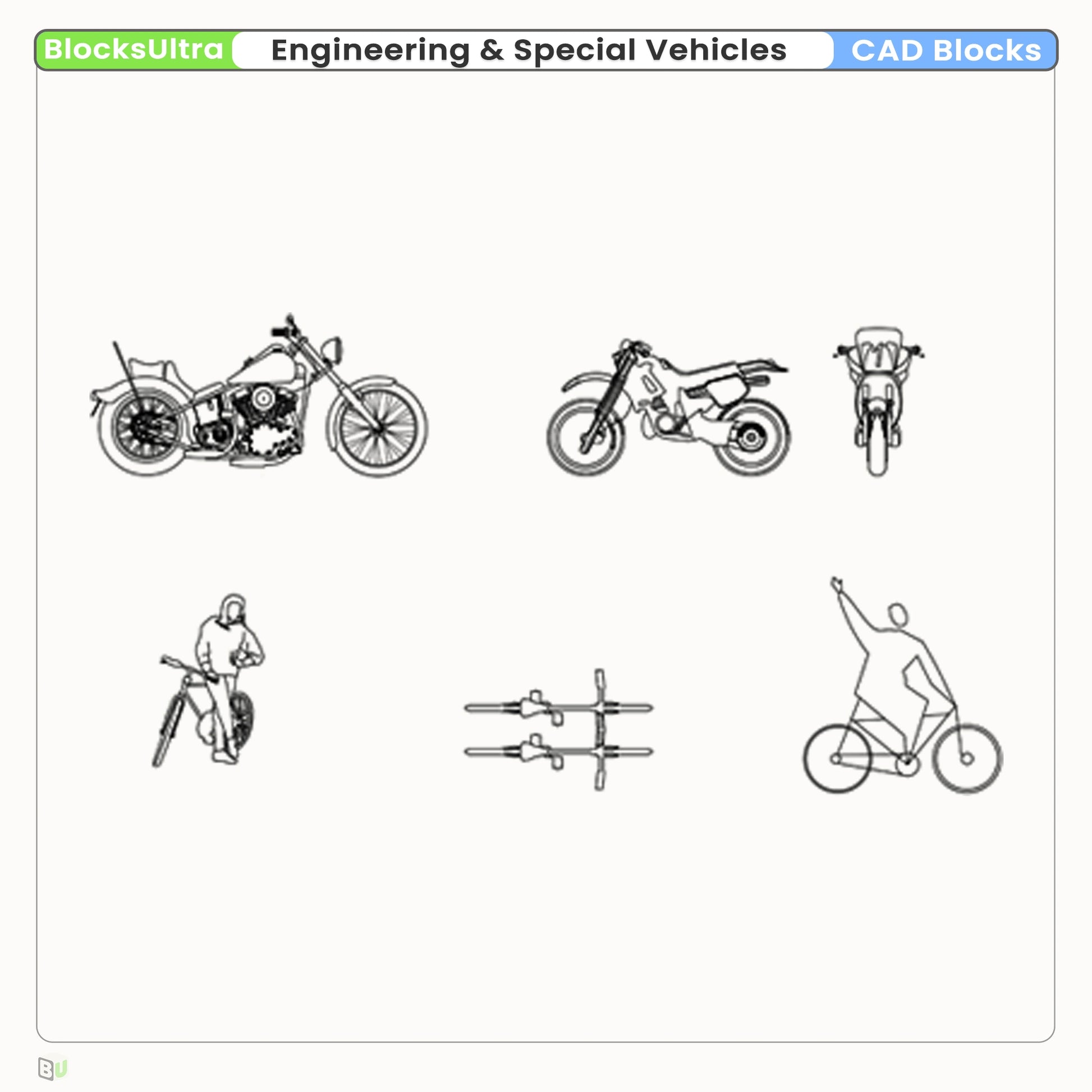 Heavy duty engineering truck CAD blocks in multiple views