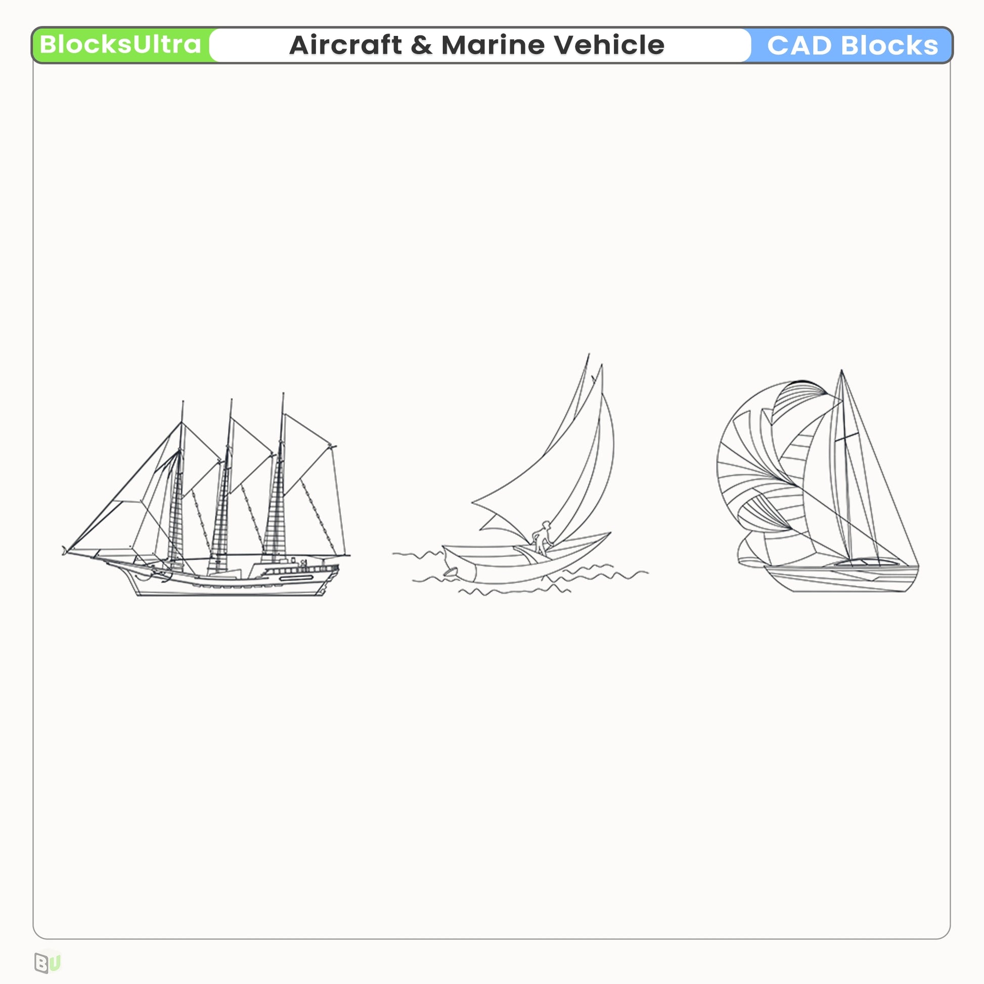 Helicopter CAD blocks shown in plan and elevation views