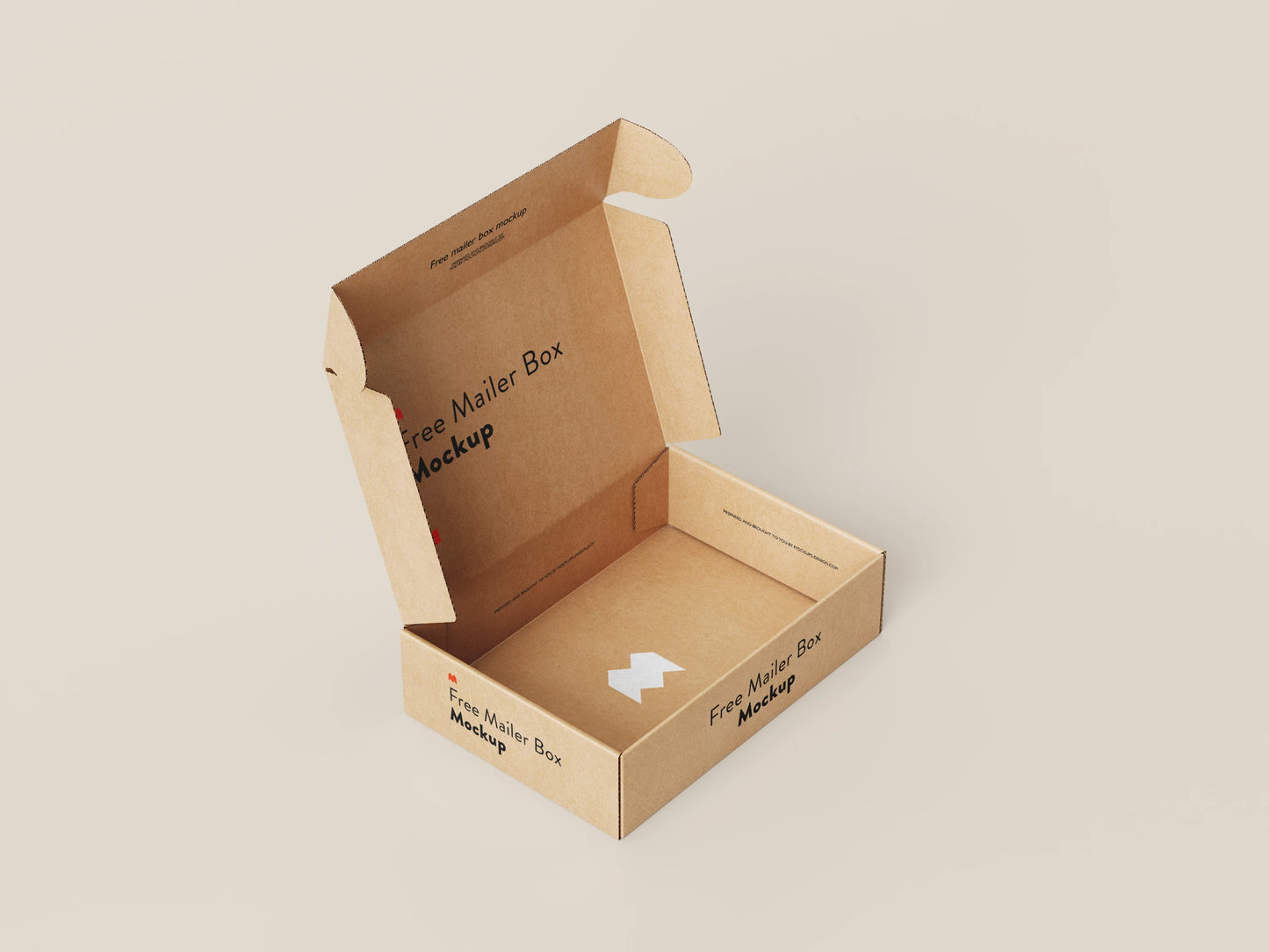 Closed kraft cardboard mailer box mockup in clean studio lighting