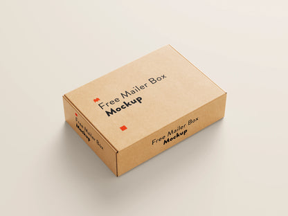 Top view kraft mailer box mockup for packaging and branding presentation