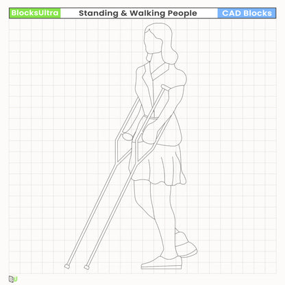 Forward-walking CAD silhouette in elevation view for architectural diagrams