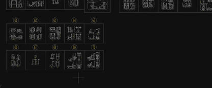 Axonometric fitness equipment CAD blocks preview showing cardio and strength gym machines