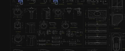 Dynamic bathroom fixtures CAD blocks with switchable views and stretchable dimensions