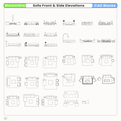 Couch Blocks 16 Sectional Sofa CAD Blocks – Plan & Elevations – Blocks Ultra
