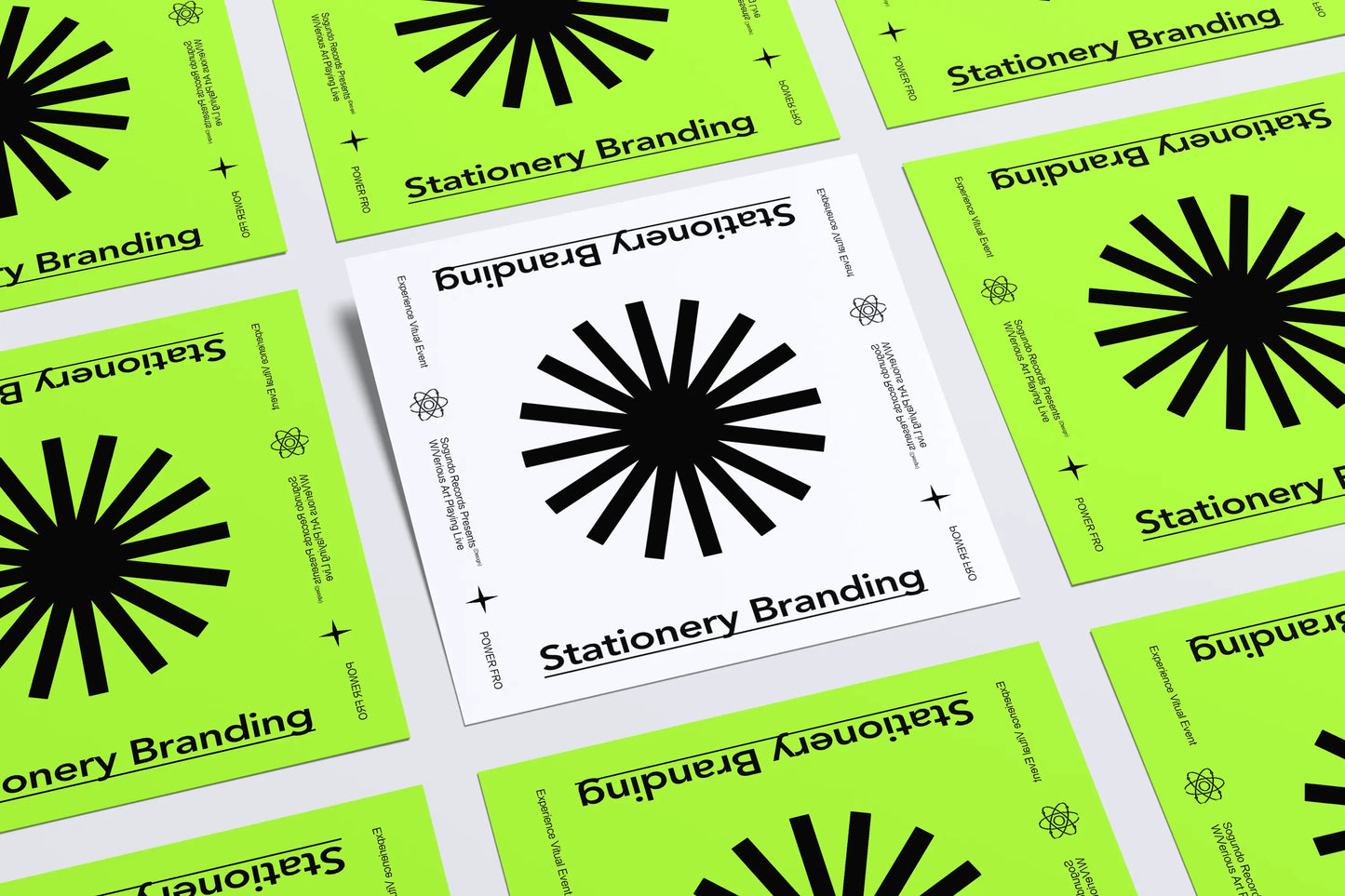 Matrix-style square card mockup for brand identity presentation with clean modern design