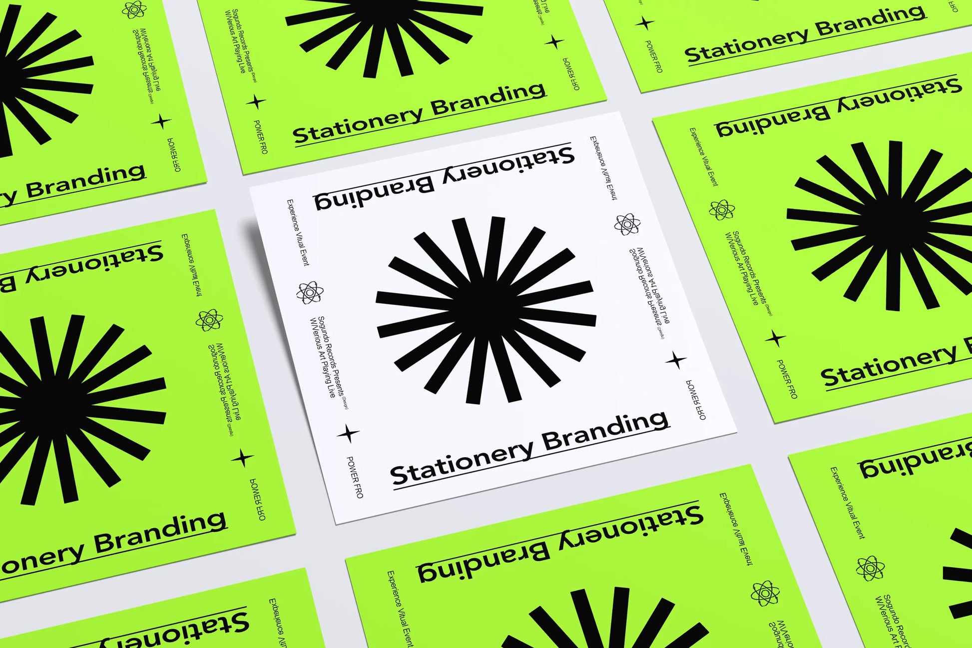 Matrix-style square card mockup for brand identity presentation with clean modern design