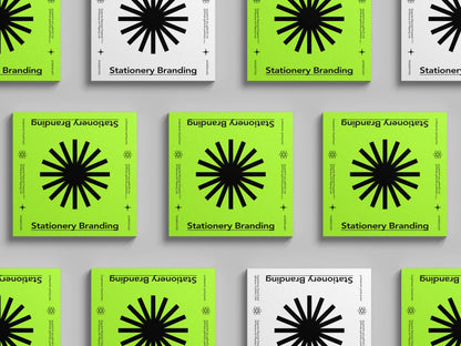 Square stationery grid mockup in PSD format designed for modern branding and promotional visuals