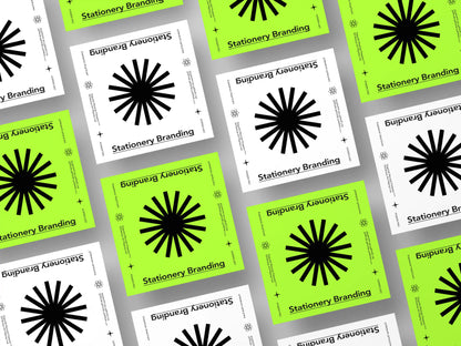 Square stationery card mockup with rotated grid arrangement and realistic shadow depth