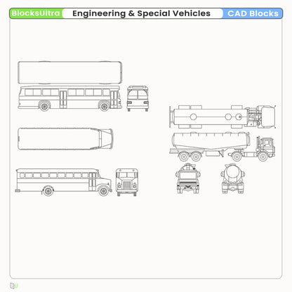 Trailer and towing vehicle CAD blocks for transport layouts