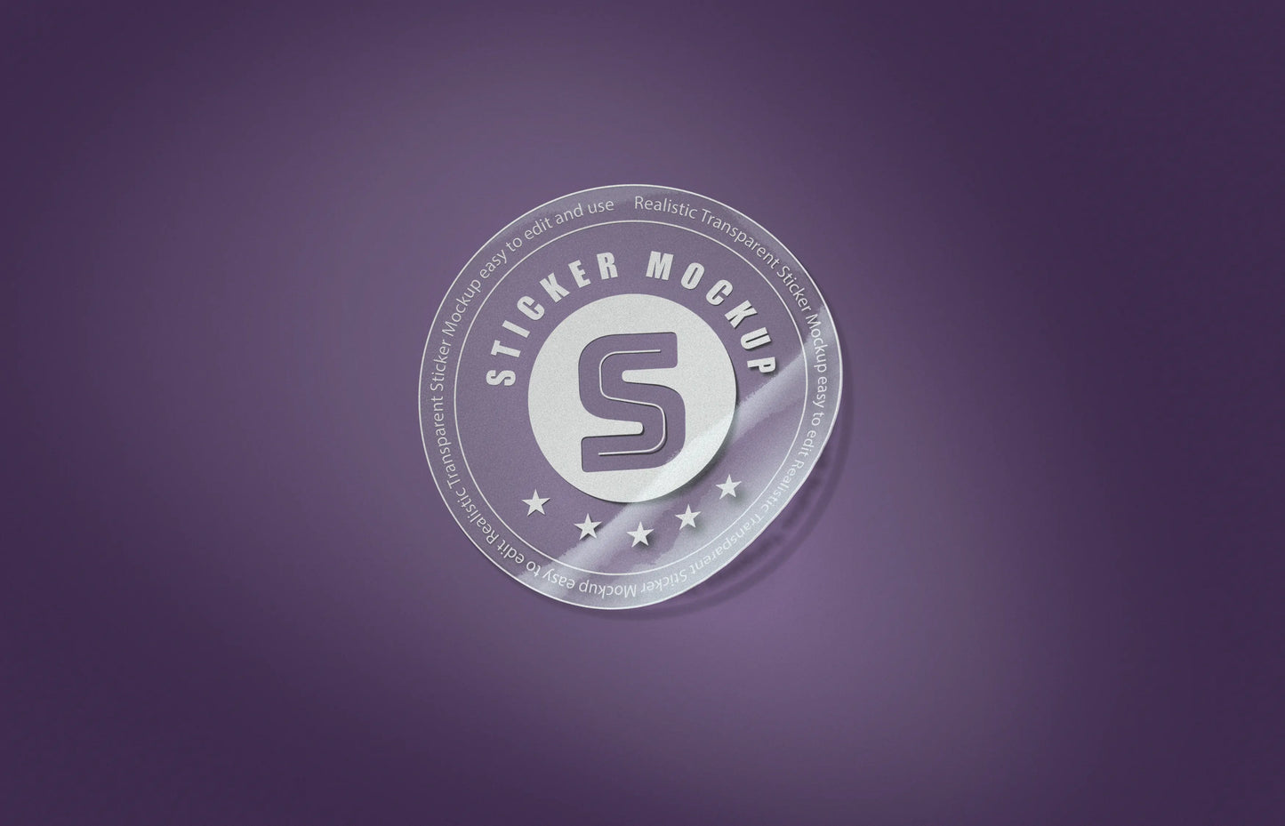 Transparent sticker mockup with clear vinyl material and branding logo